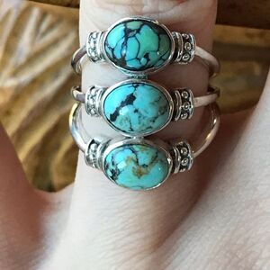 Natural Blue Moon Turquoise Sterling Silver Ring Size 5.75